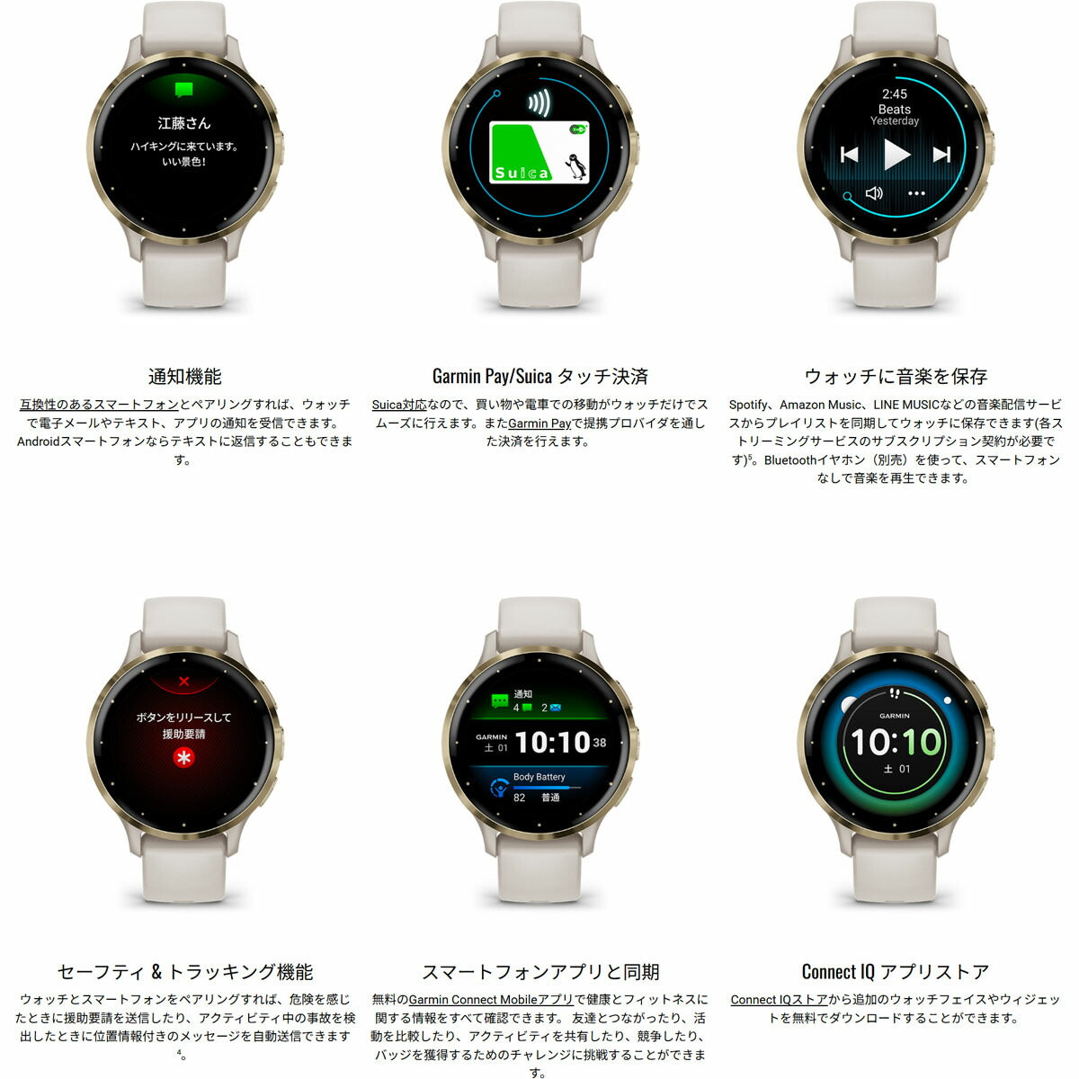 ガーミン GARMIN Venu 3S ヴェニュー 3S GPS スマートウォッチ ライフログ フィットネス 腕時計 レディース 010-02785-42 French Gray/Cream Gold