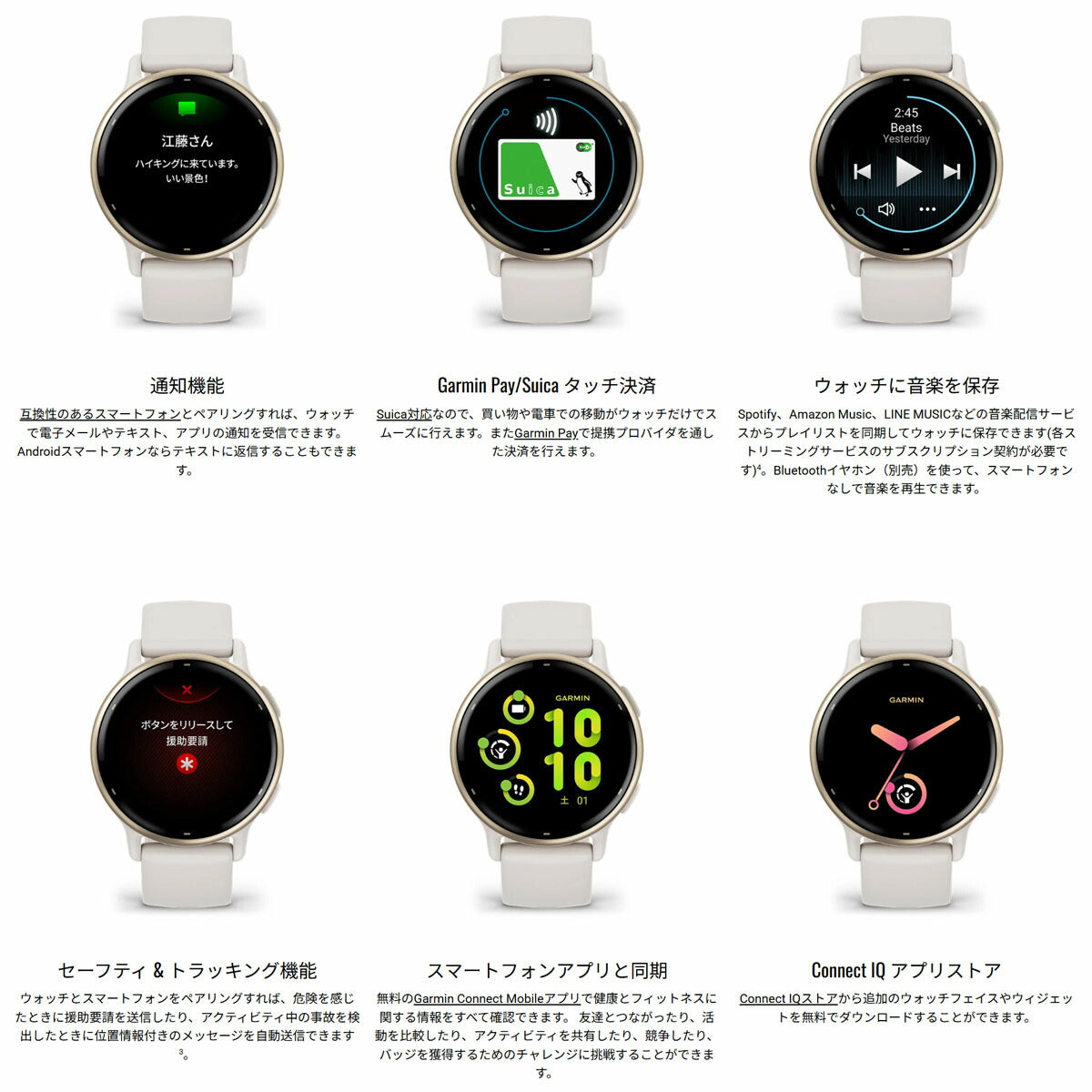 ガーミン GARMIN vivoactive 5 ヴィヴォアクティブ5 GPS スマートウォッチ ライフログ 010-02862-41 腕時計 メンズ レディース Ivory/Cream Gold