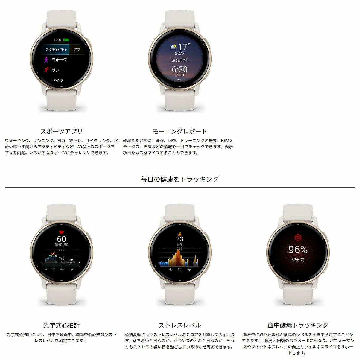 ガーミン GARMIN vivoactive 5 ヴィヴォアクティブ5 GPS スマートウォッチ ライフログ 010-02862-43 腕時計 メンズ レディース Orchid/Orchid Met