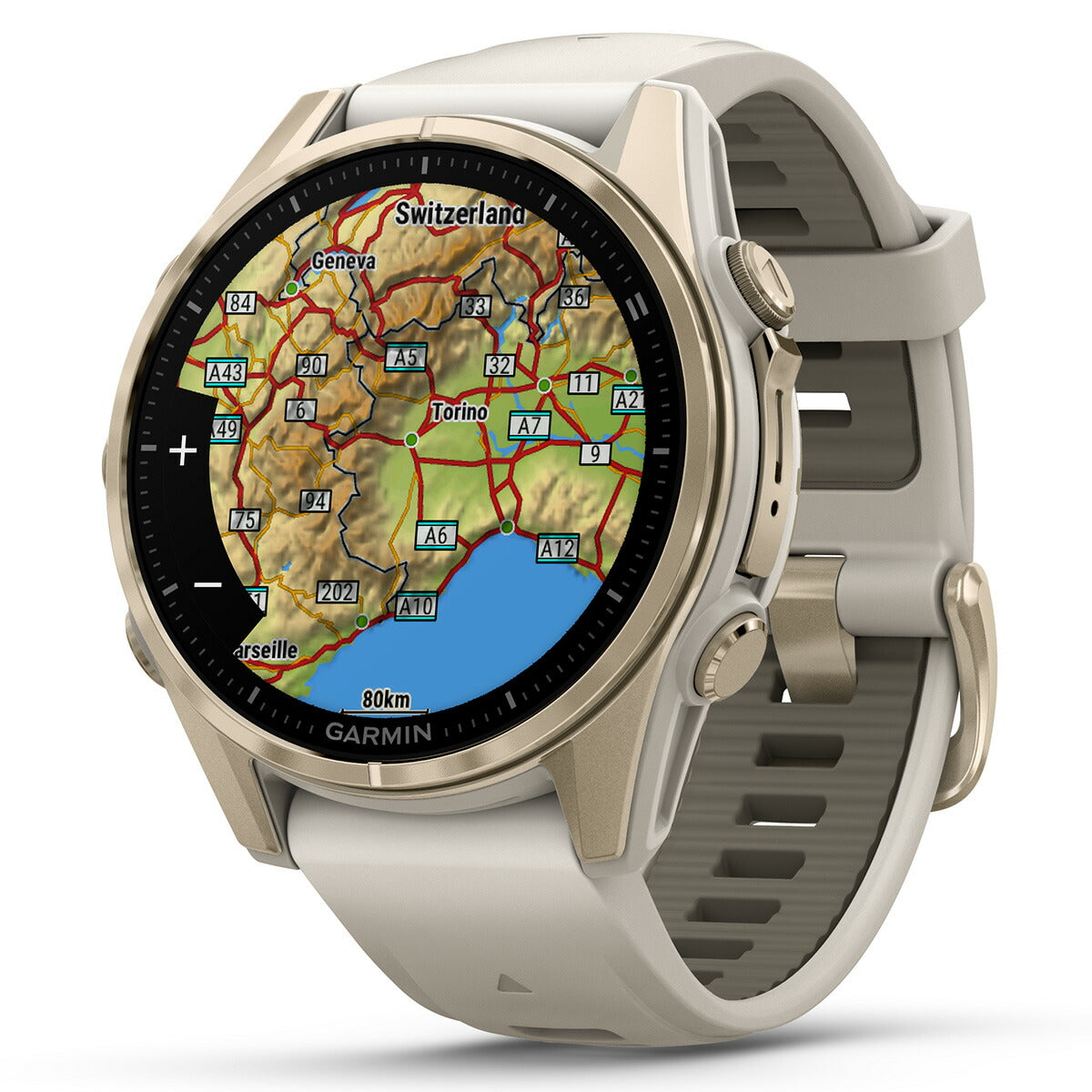 ガーミン GARMIN fenix 8 AMOLED 43mm フェニックス8 アモレッド 43ミリ GPS スマートウォッチ 腕時計 010-02903-16 Soft Gold / Fog Gray【2024 新作】