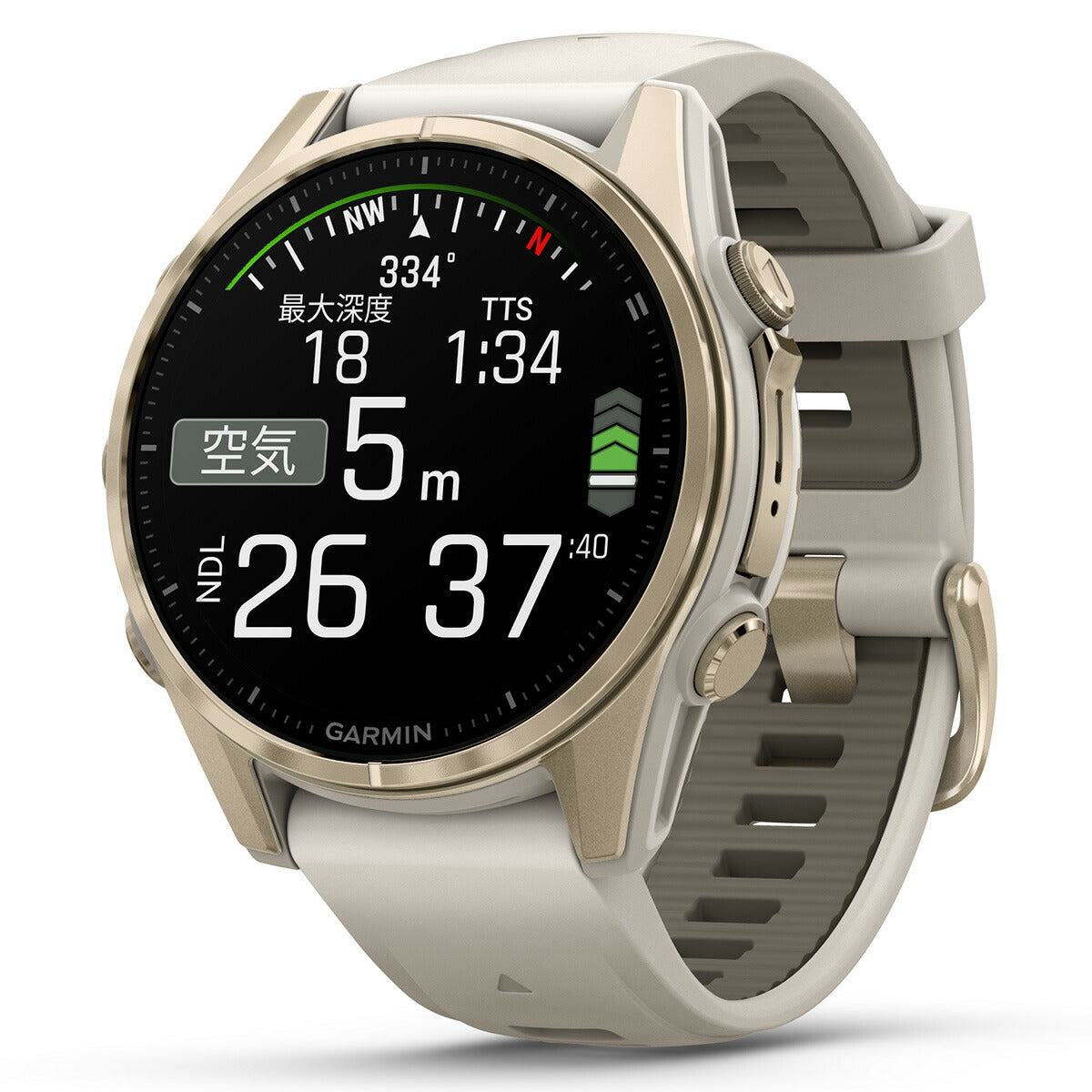 ガーミン GARMIN fenix 8 AMOLED 43mm フェニックス8 アモレッド 43ミリ GPS スマートウォッチ 腕時計 010-02903-16 Soft Gold / Fog Gray【2024 新作】