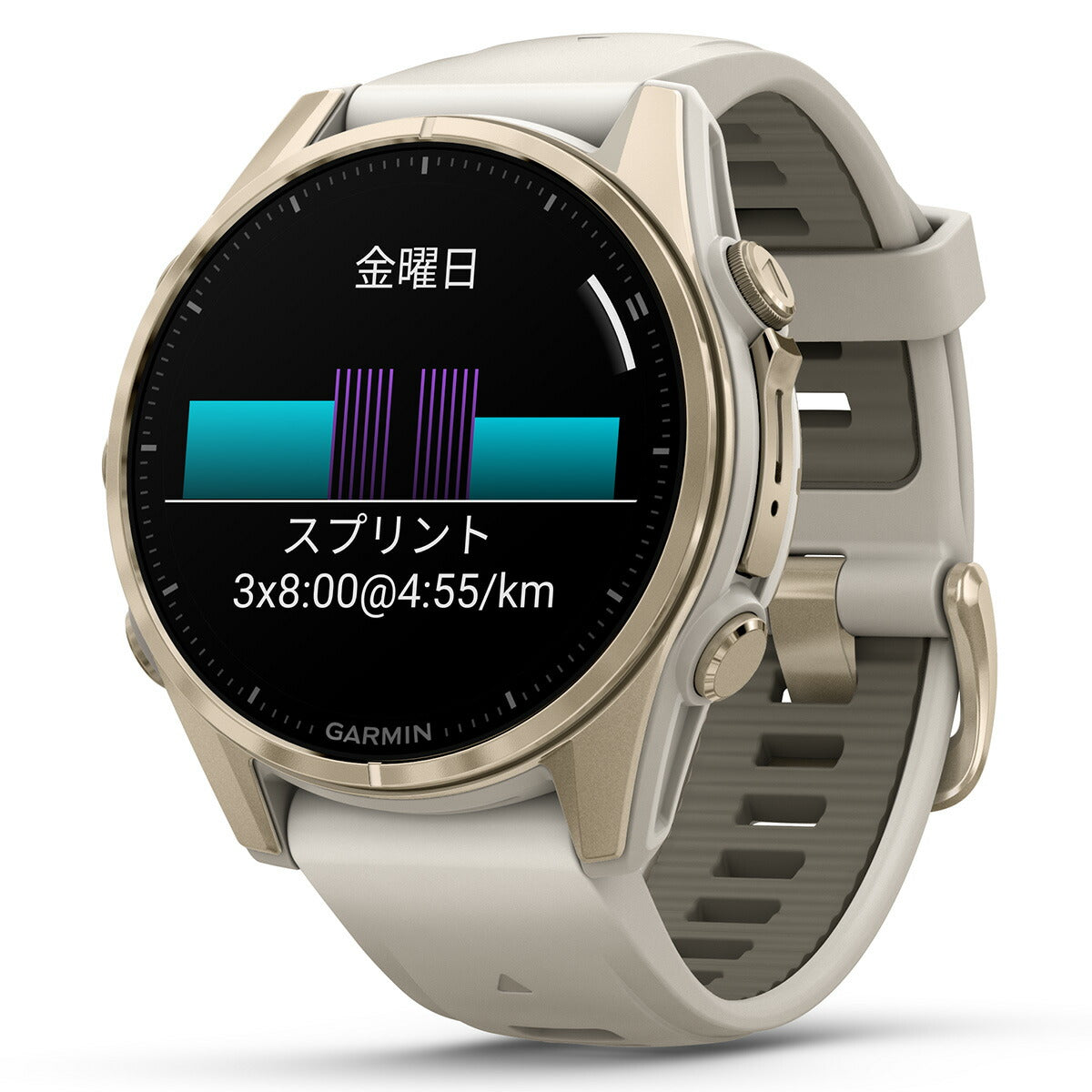ガーミン GARMIN fenix 8 AMOLED 43mm フェニックス8 アモレッド 43ミリ GPS スマートウォッチ 腕時計 010-02903-16 Soft Gold / Fog Gray【2024 新作】