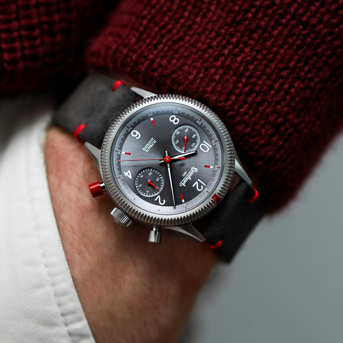ハンハルト hanhart 腕時計 メンズ パイオニア リミテッド レッド X グレイ PIONEER Limited Red X Gray 手巻き 1H702L.240-0410