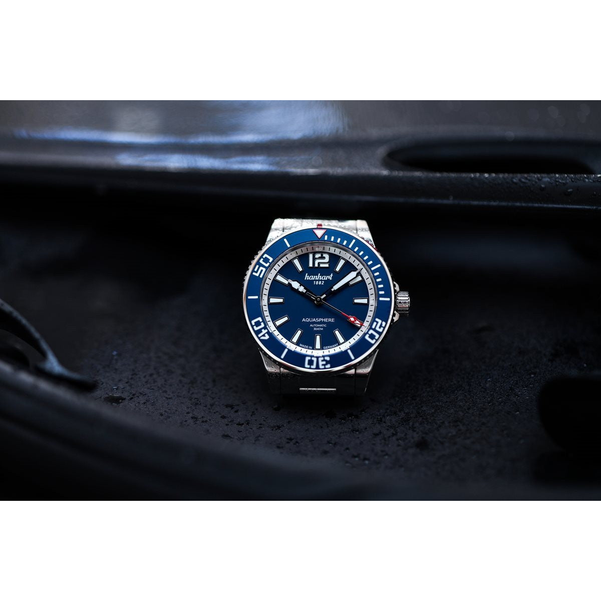 ハンハルト hanhart 腕時計 メンズ アクアスフィア フリーフォール AQUASPHERE FREEFALL ブルー 自動巻き 1H772.270-6428