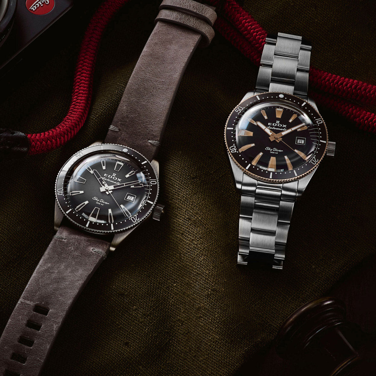 エドックス EDOX スカイダイバー デイト オートマティック リミテッドエディション 腕時計 メンズ 自動巻き ミリタリーウォッチ 世界限定600本 80126-3VIN-GDN SKYDIVER【60回分割手数料無料!】