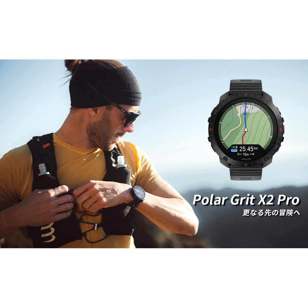 ポラール POLAR Grit X2 Pro スマートウォッチ GPS 心拍 スポーツ ヘルスケア ランニング マラソン 腕時計 グリットX2プロ ブラック S-L 日本正規品 900110283