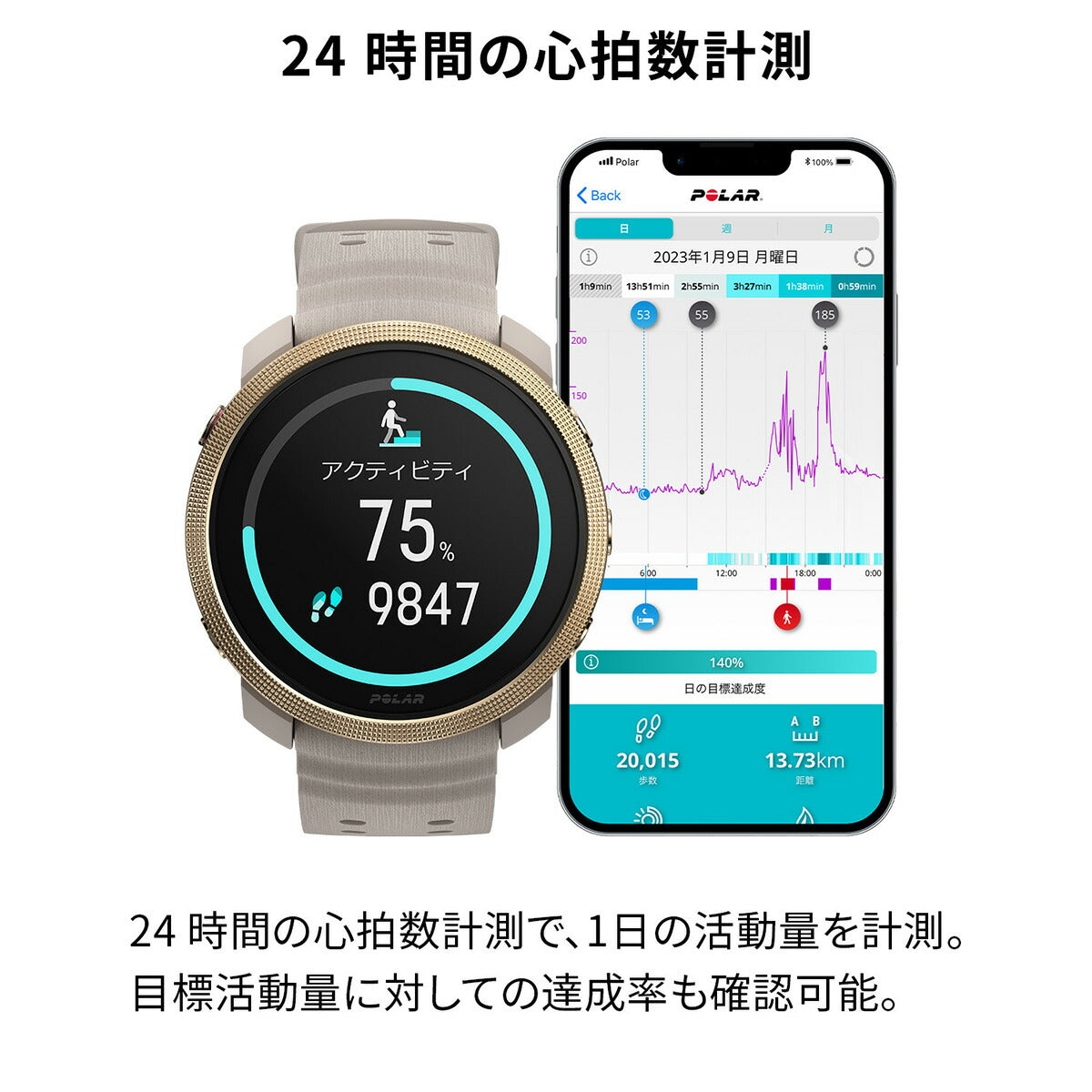 ポラール POLAR Vantage M3 ヴァンテ―ジエムスリー スマートウォッチ GPS マルチスポーツウォッチ 心拍計 ランニング 腕時計 ゴールド グレージュ S-L 900112399
