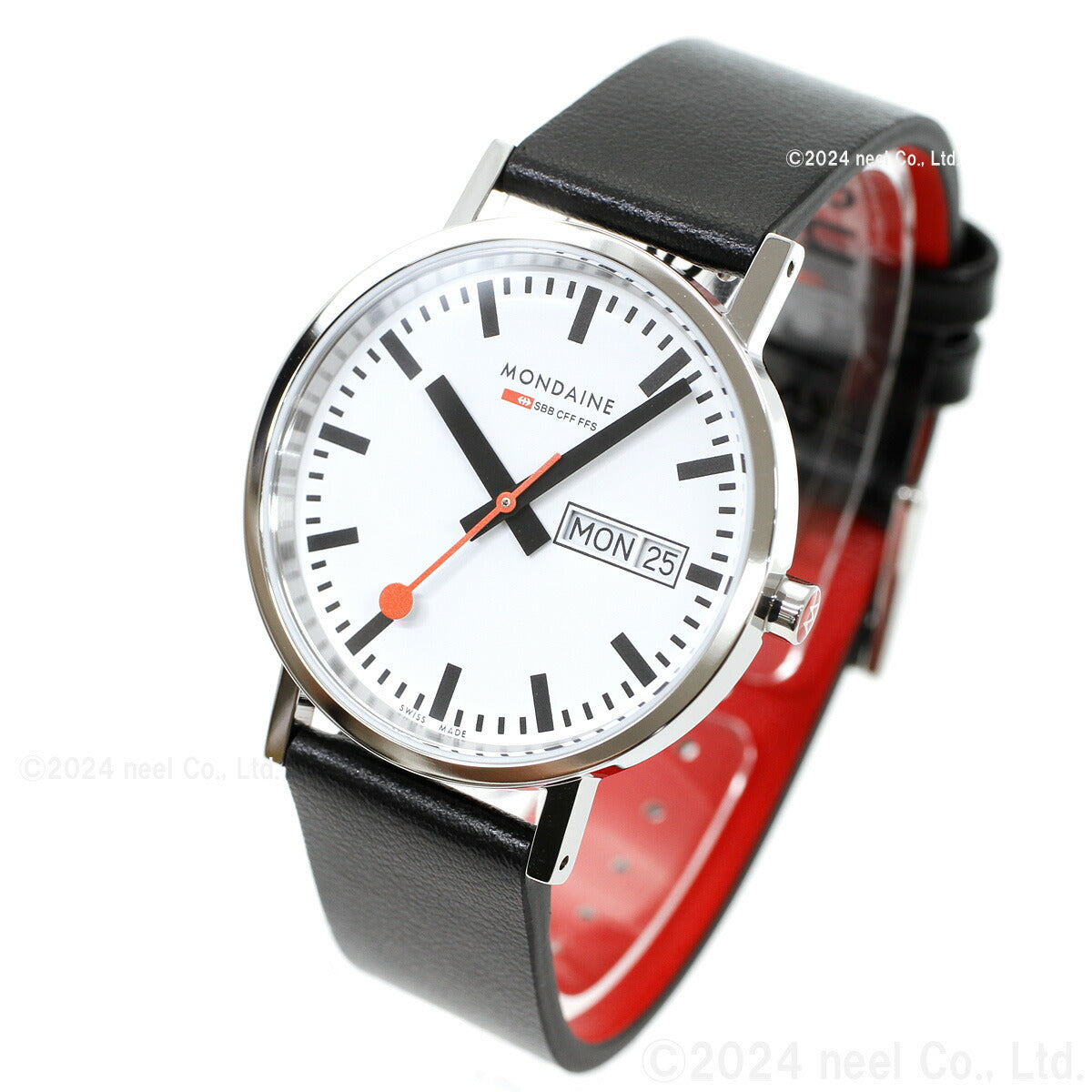 モンディーン MONDAINE 腕時計 メンズ レディース クラシック デイデイト 36mm グレープビーガンレザー Classic A667.30314.11SBBV