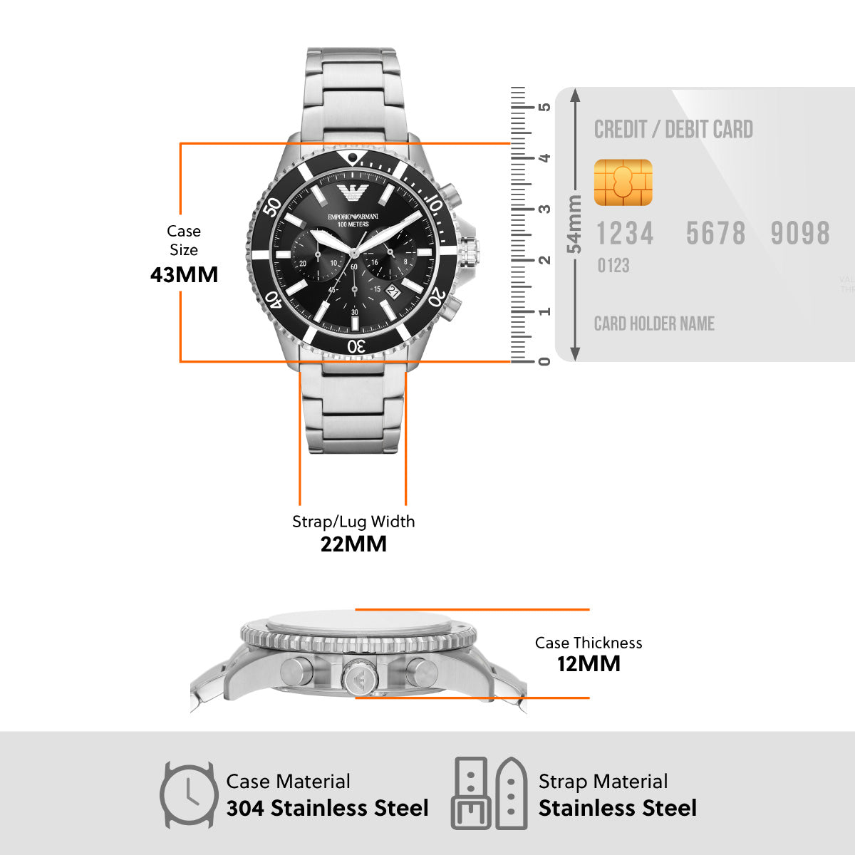エンポリオアルマーニ EMPORIO ARMANI 腕時計 メンズ クロノグラフ ステンレススチールウォッチ AR11360
