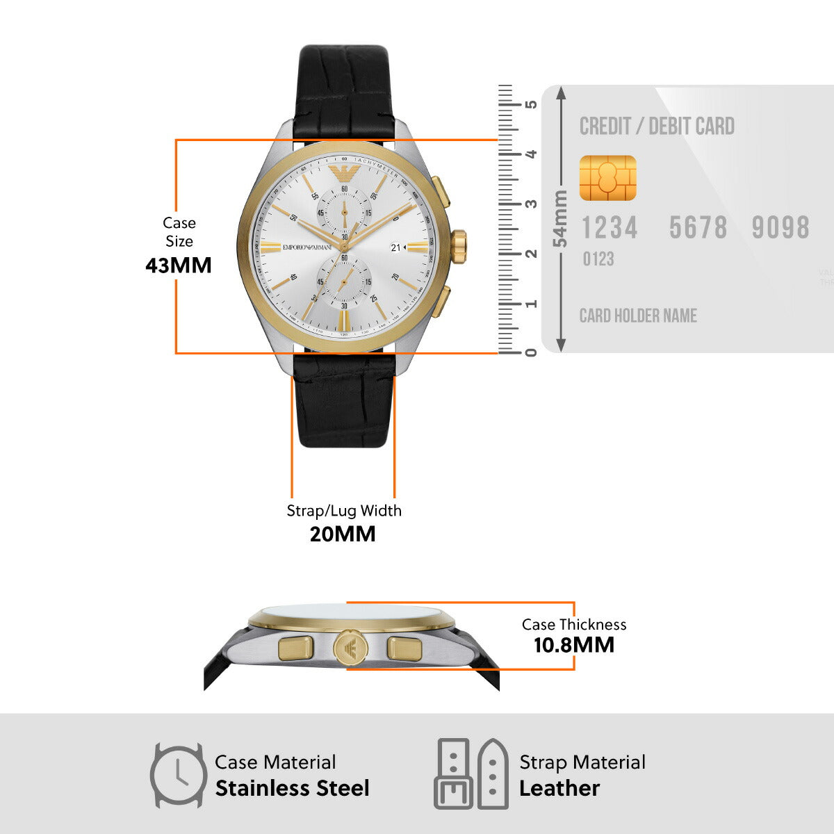 エンポリオアルマーニ EMPORIO ARMANI 腕時計 メンズ クロノグラフ レザーウォッチ AR11498