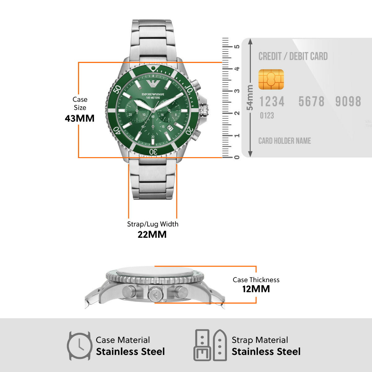 エンポリオアルマーニ EMPORIO ARMANI 腕時計 メンズ クロノグラフ ステンレススチールウォッチ AR11500
