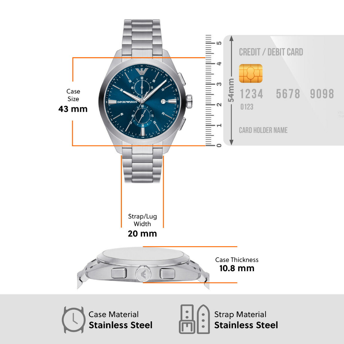 エンポリオアルマーニ EMPORIO ARMANI 腕時計 メンズ クロノグラフ ステンレススチールウォッチ AR11541