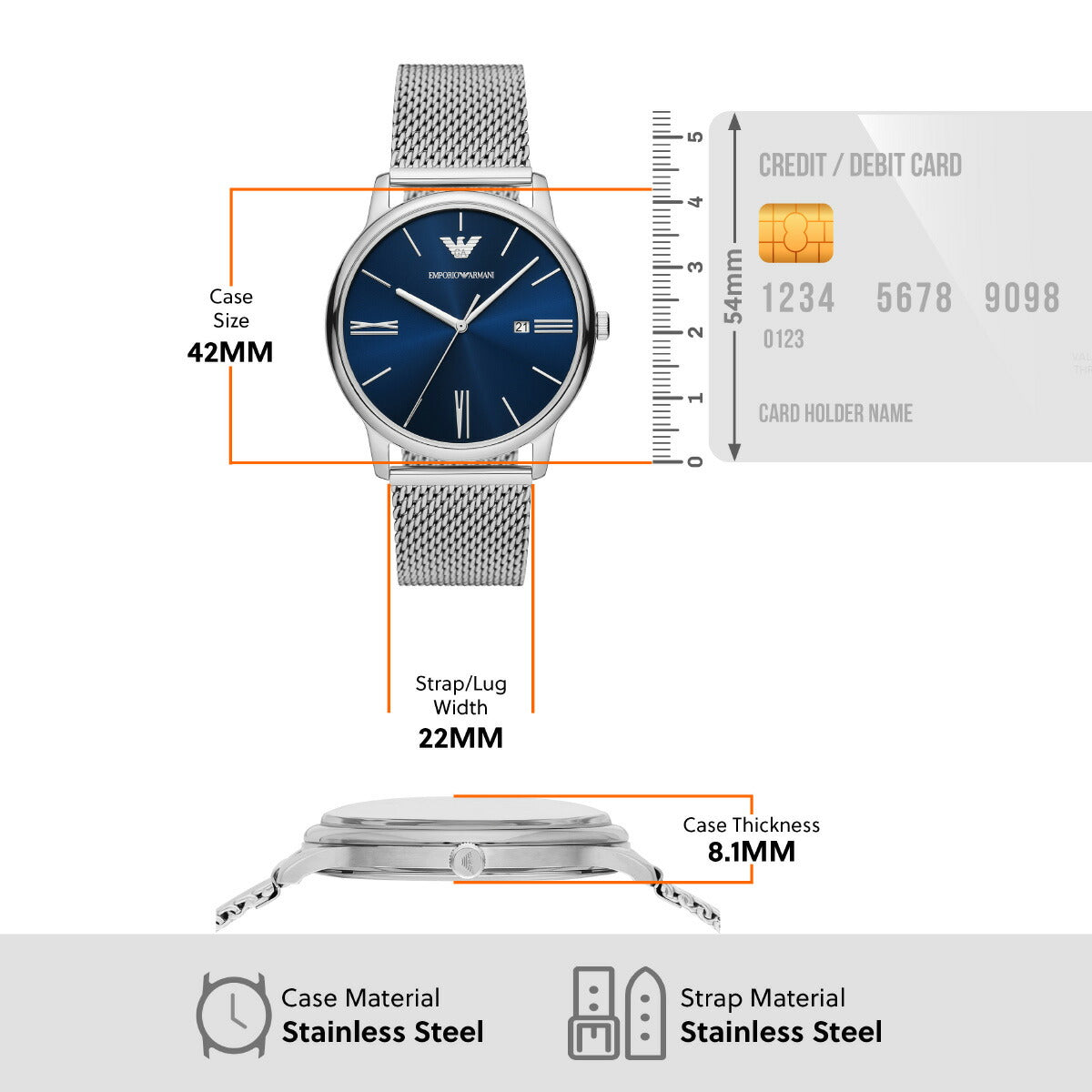 エンポリオアルマーニ EMPORIO ARMANI 腕時計 メンズ 3針デイトウォッチ ステンレススチールメッシュ AR11571