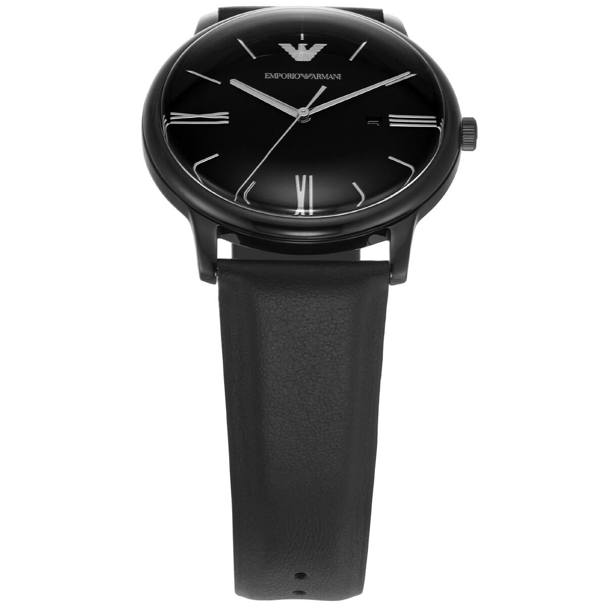 エンポリオアルマーニ EMPORIO ARMANI 腕時計 メンズ 3針デイトウォッチ ブラックレザー AR11573