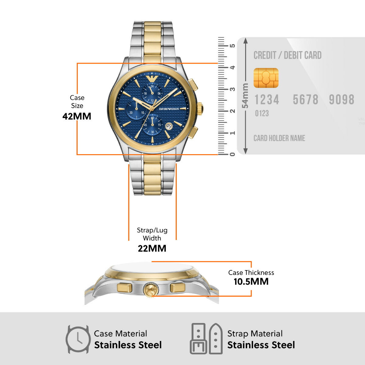 エンポリオアルマーニ EMPORIO ARMANI 腕時計 メンズ クロノグラフ ステンレススチールウォッチ AR11579