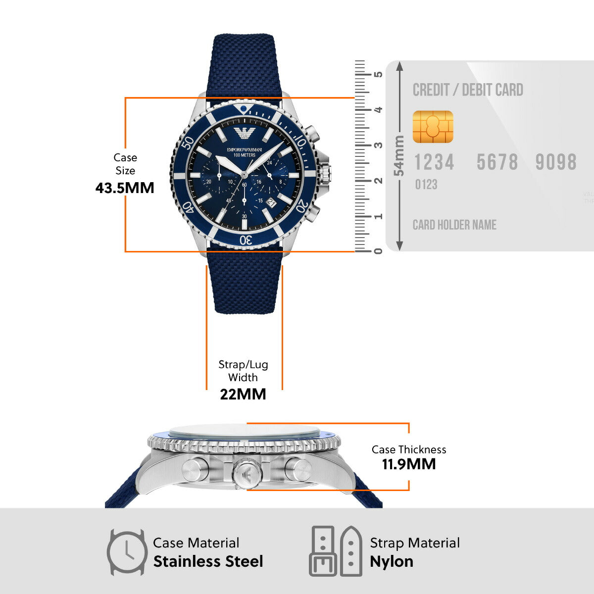 エンポリオアルマーニ EMPORIO ARMANI 腕時計 メンズ クロノグラフ ナイロンウォッチ AR11588