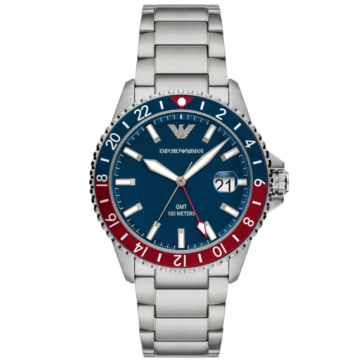 エンポリオアルマーニ EMPORIO ARMANI 腕時計 メンズ GMT デュアルタイムウォッチ ステンレススチール AR11590