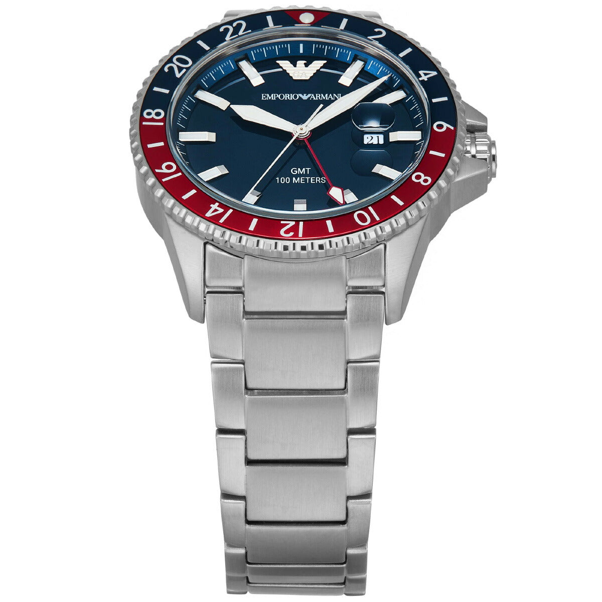エンポリオアルマーニ EMPORIO ARMANI 腕時計 メンズ GMT デュアルタイムウォッチ ステンレススチール AR11590