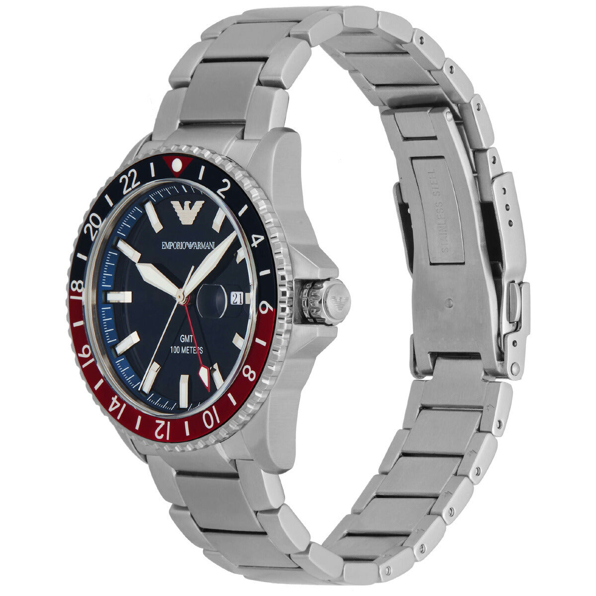 エンポリオアルマーニ EMPORIO ARMANI 腕時計 メンズ GMT デュアルタイムウォッチ ステンレススチール AR11590
