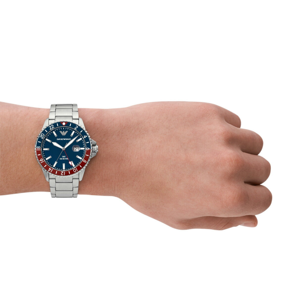 エンポリオアルマーニ EMPORIO ARMANI 腕時計 メンズ GMT デュアルタイムウォッチ ステンレススチール AR11590