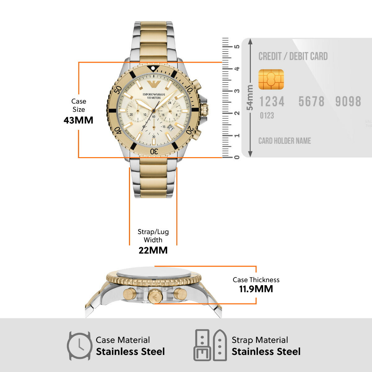エンポリオアルマーニ EMPORIO ARMANI 腕時計 メンズ クロノグラフ ステンレススチールウォッチ AR11606