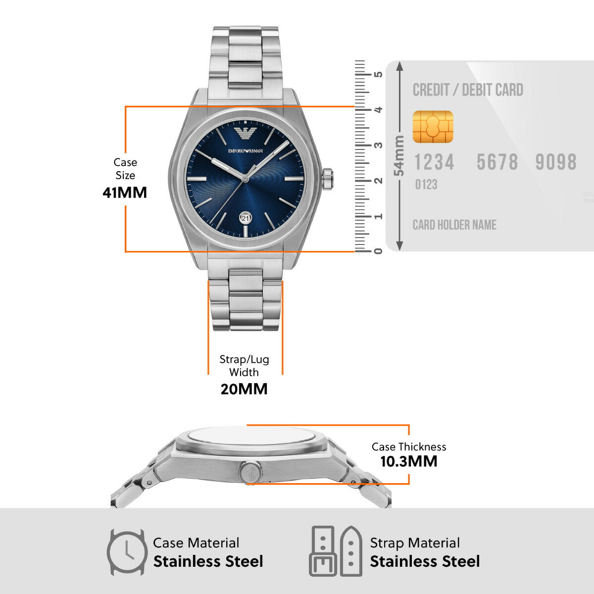 エンポリオアルマーニ EMPORIO ARMANI 腕時計 メンズ 三針デイト ステンレススチールウォッチ AR11620