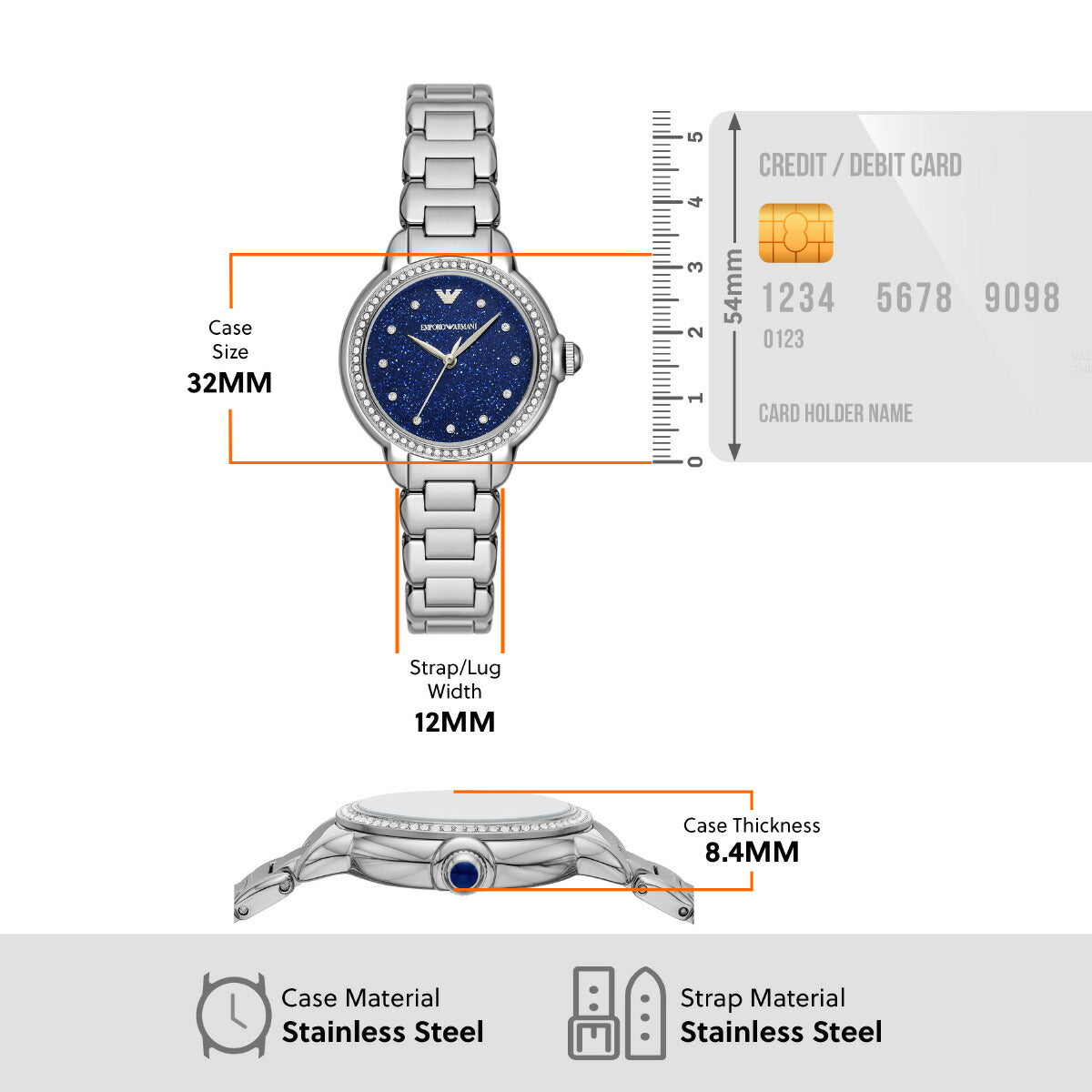 エンポリオアルマーニ EMPORIO ARMANI 腕時計 レディース 三針 ステンレススチールウォッチ AR11630