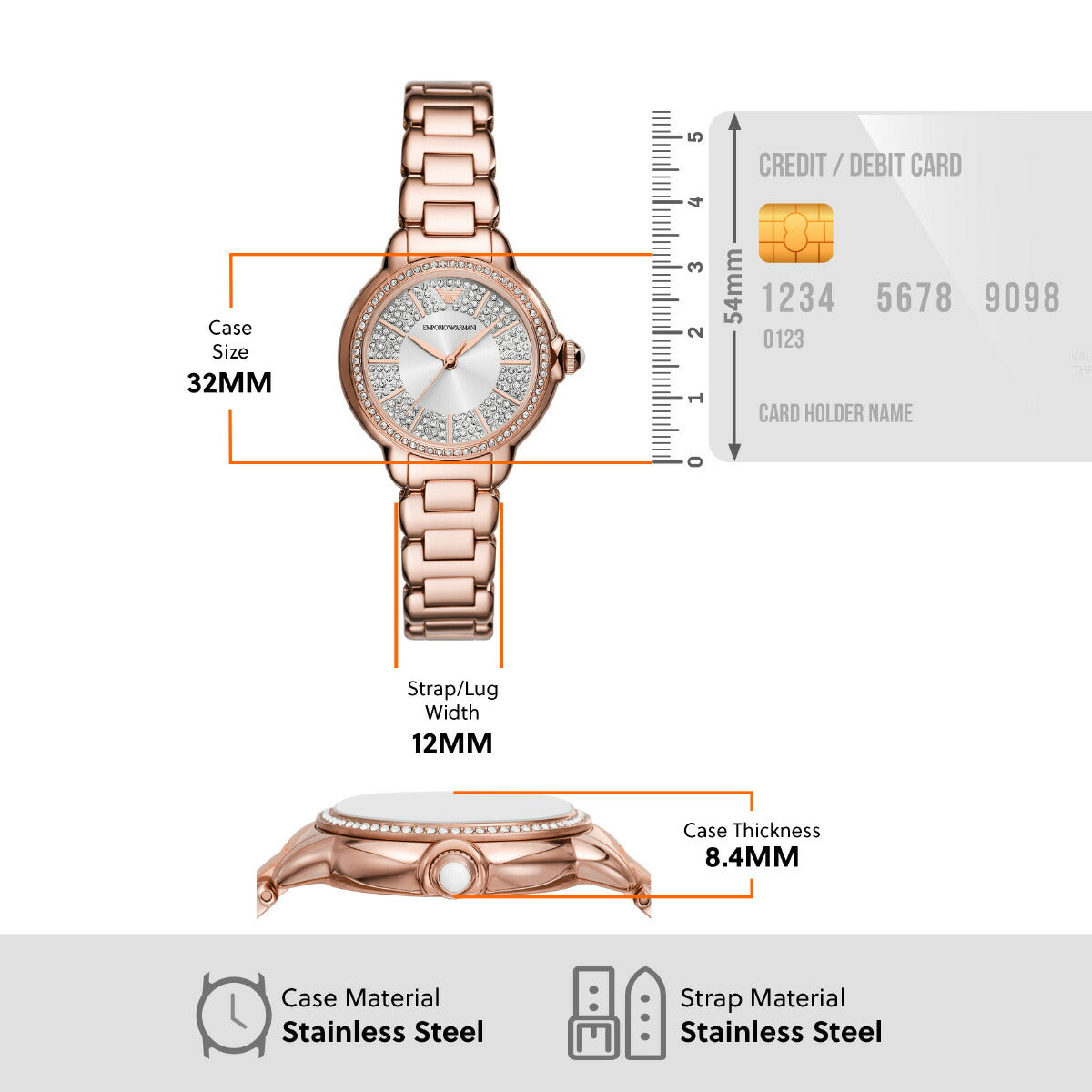 エンポリオアルマーニ EMPORIO ARMANI 腕時計 レディース 三針 ローズゴールドトーン ステンレススチールウォッチ AR11633