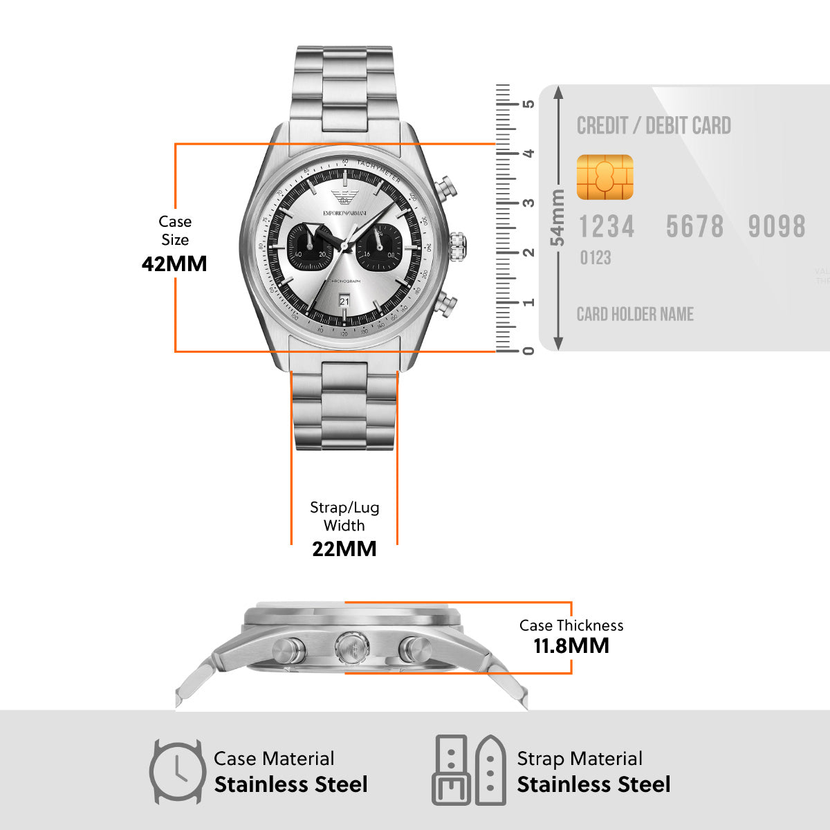 エンポリオアルマーニ EMPORIO ARMANI 腕時計 メンズ クロノグラフ ステンレススチールウォッチ AR11636