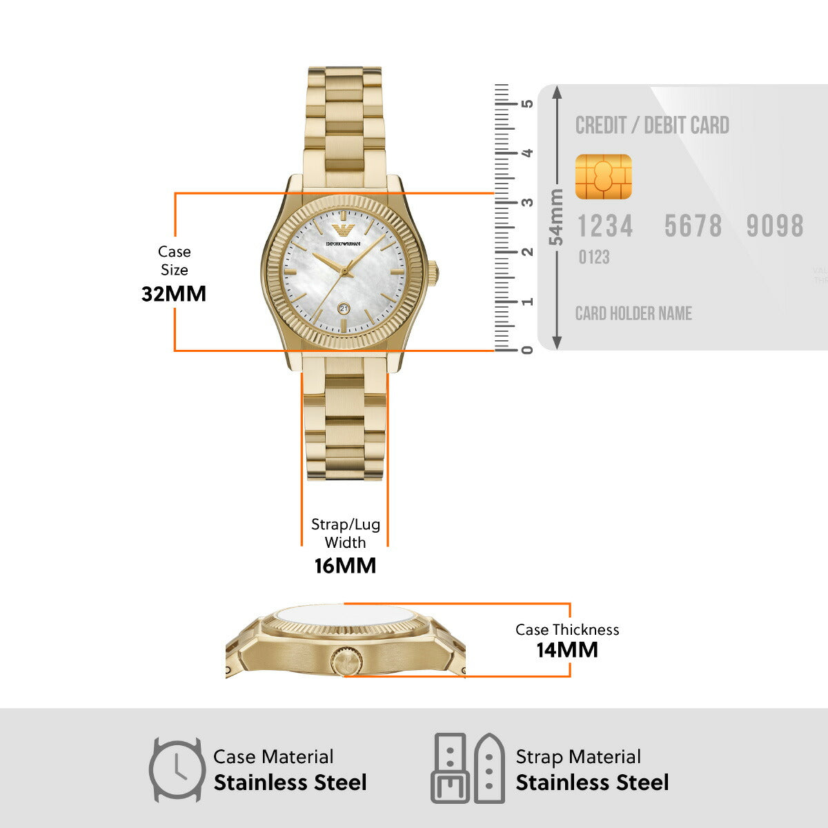 エンポリオアルマーニ EMPORIO ARMANI 腕時計 レディース 三針デイト ゴールドトーン ステンレススチールウォッチ AR11657【2025 新作】