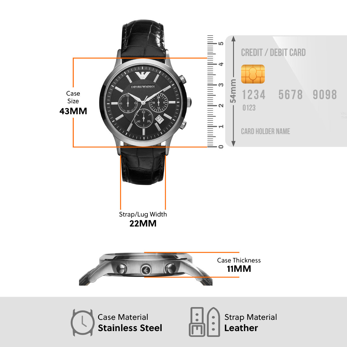 エンポリオアルマーニ EMPORIO ARMANI 腕時計 メンズ クロノグラフ レザーウォッチ AR2447