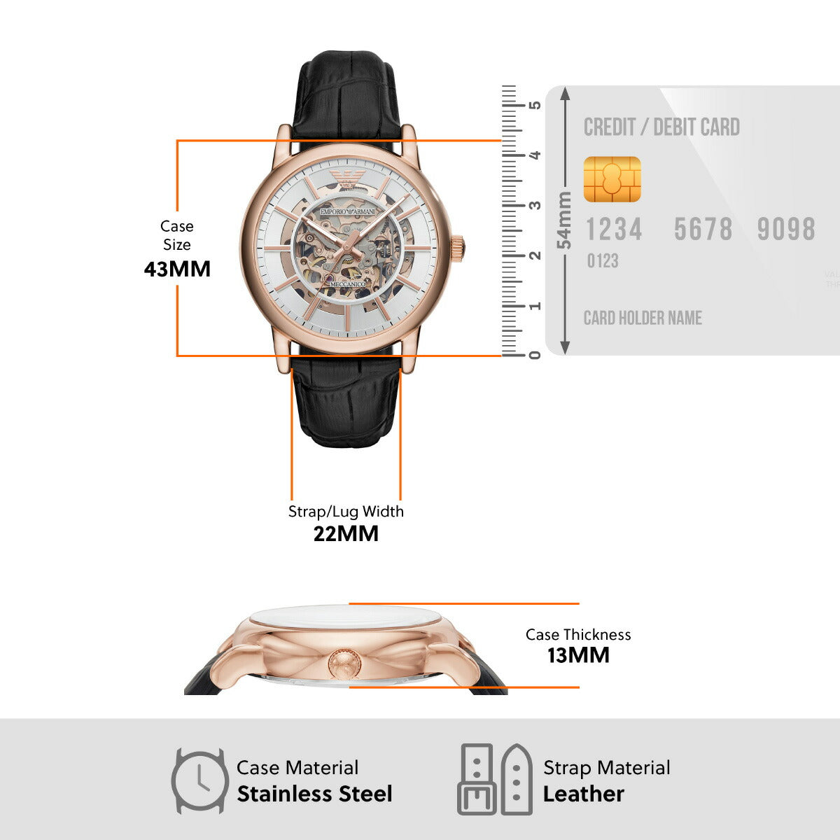 エンポリオアルマーニ EMPORIO ARMANI 腕時計 メンズ 自動巻き レザーウォッチ AR60007
