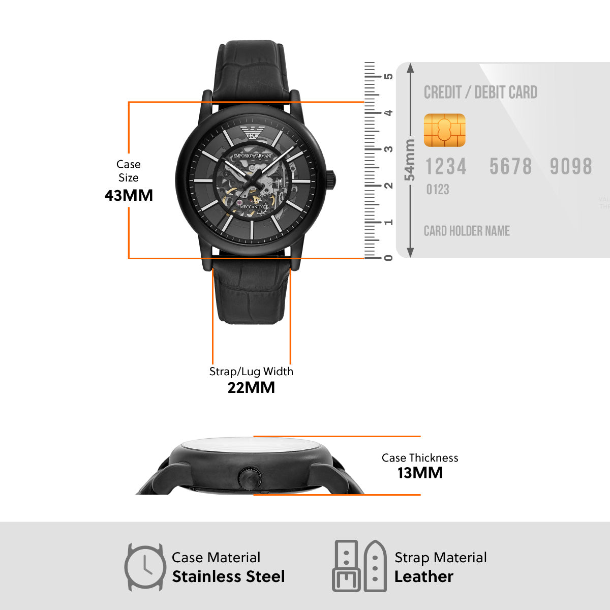 エンポリオアルマーニ EMPORIO ARMANI 腕時計 メンズ 自動巻き レザーウォッチ AR60008