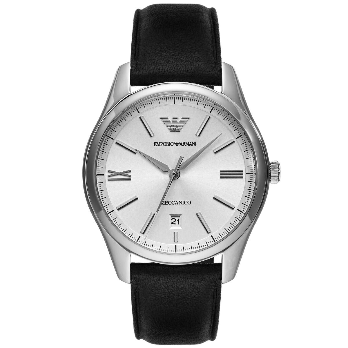 エンポリオアルマーニ EMPORIO ARMANI 腕時計 メンズ 自動巻き 3針デイトウォッチ ブラックレザー AR60077