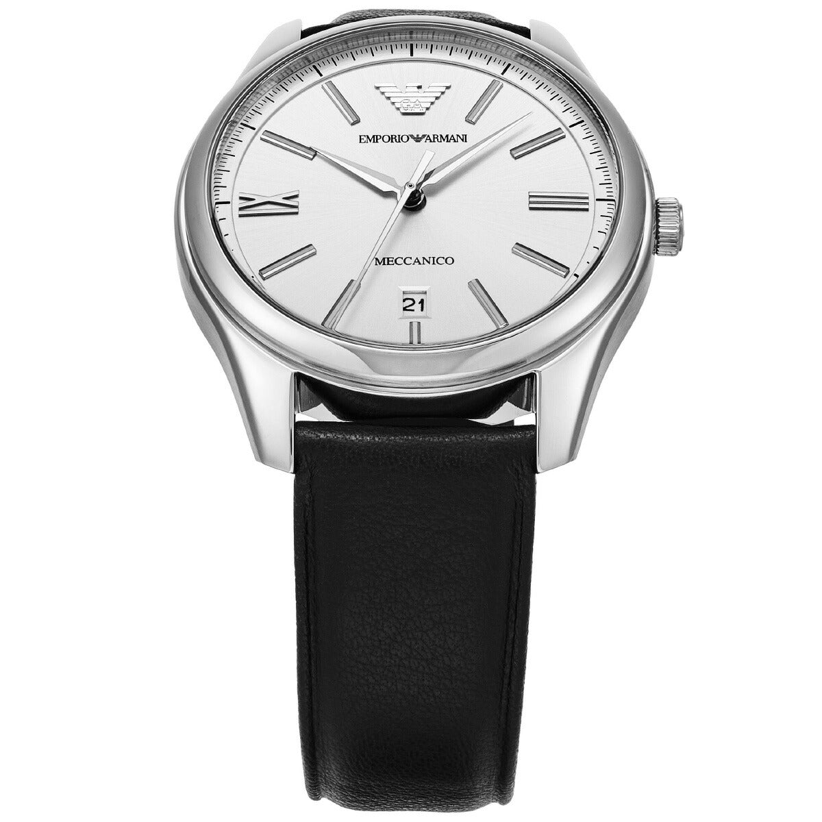 エンポリオアルマーニ EMPORIO ARMANI 腕時計 メンズ 自動巻き 3針デイトウォッチ ブラックレザー AR60077