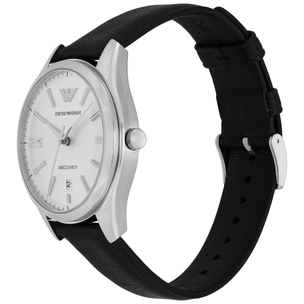 エンポリオアルマーニ EMPORIO ARMANI 腕時計 メンズ 自動巻き 3針デイトウォッチ ブラックレザー AR60077