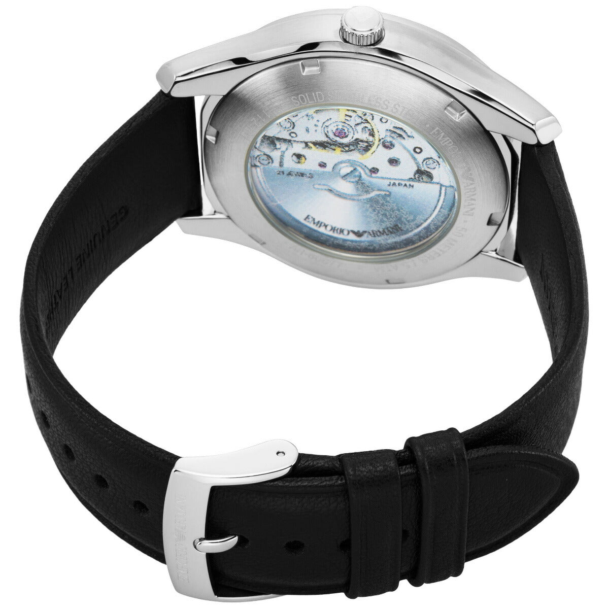 エンポリオアルマーニ EMPORIO ARMANI 腕時計 メンズ 自動巻き 3針デイトウォッチ ブラックレザー AR60077