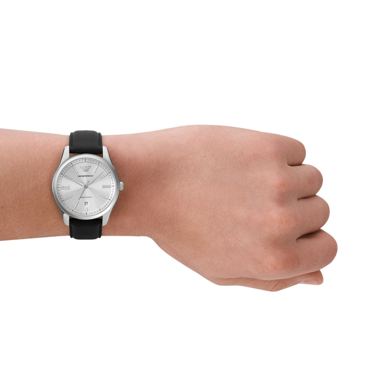 エンポリオアルマーニ EMPORIO ARMANI 腕時計 メンズ 自動巻き 3針デイトウォッチ ブラックレザー AR60077