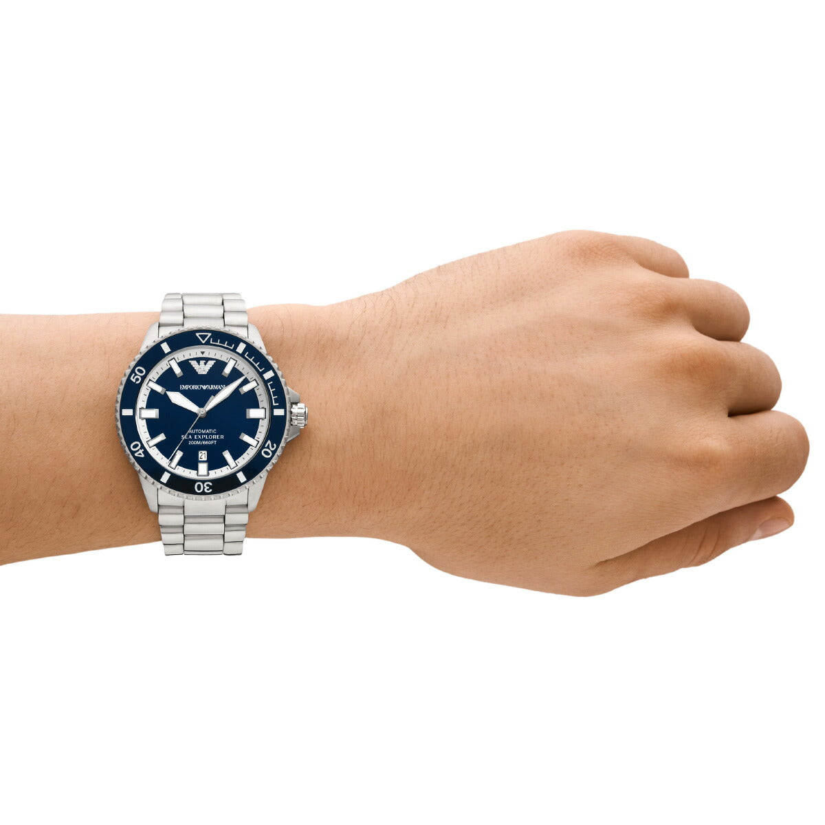 エンポリオアルマーニ EMPORIO ARMANI 腕時計 メンズ 自動巻き SEA EXPLORER オートマティック ステンレススチールウォッチ AR60079