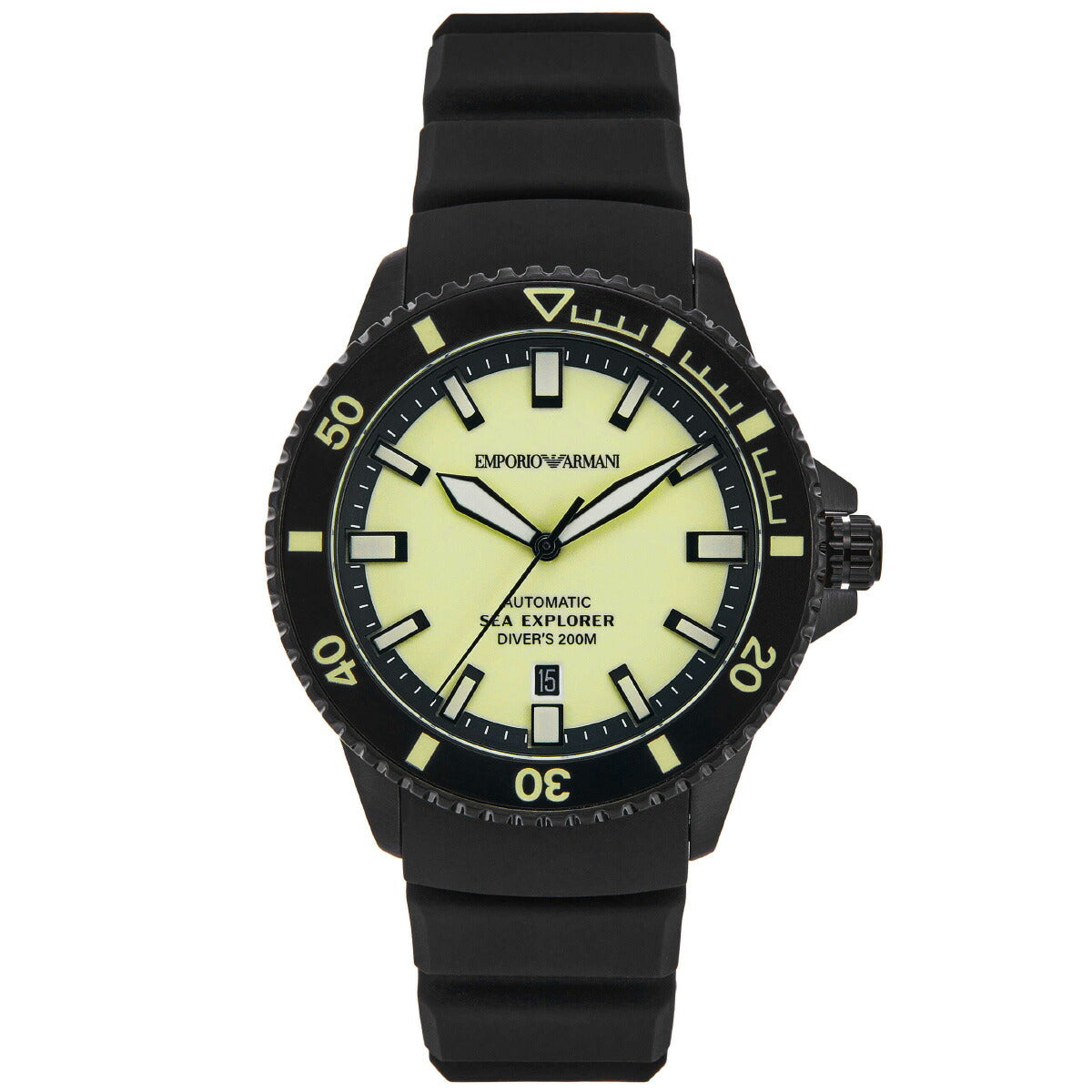 エンポリオアルマーニ EMPORIO ARMANI 腕時計 メンズ 自動巻き ダイバーズ オートマティック SEA EXPLORER ブラック ステンレススチールウォッチ AR60085【2025 新作】