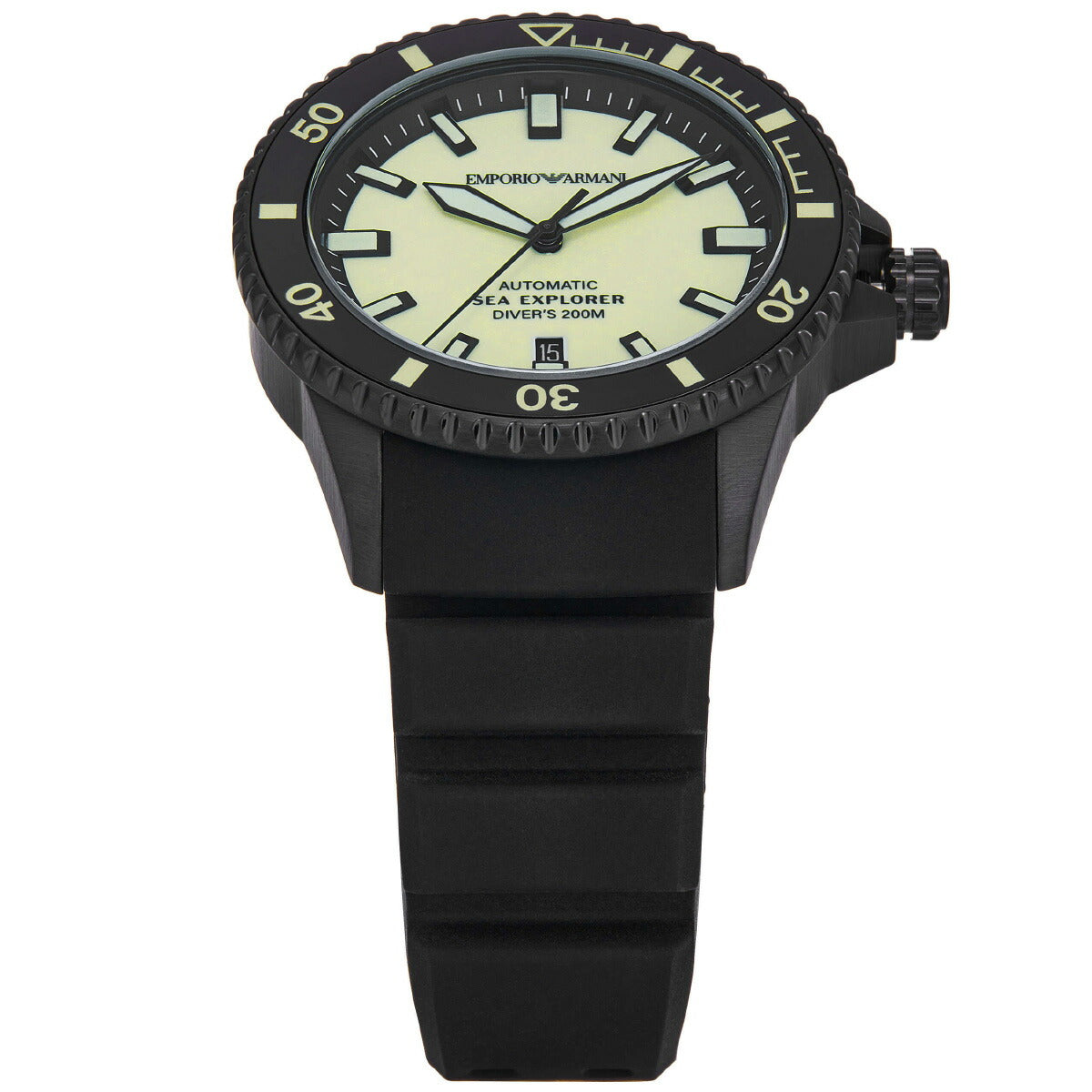 エンポリオアルマーニ EMPORIO ARMANI 腕時計 メンズ 自動巻き ダイバーズ オートマティック SEA EXPLORER ブラック ステンレススチールウォッチ AR60085【2025 新作】