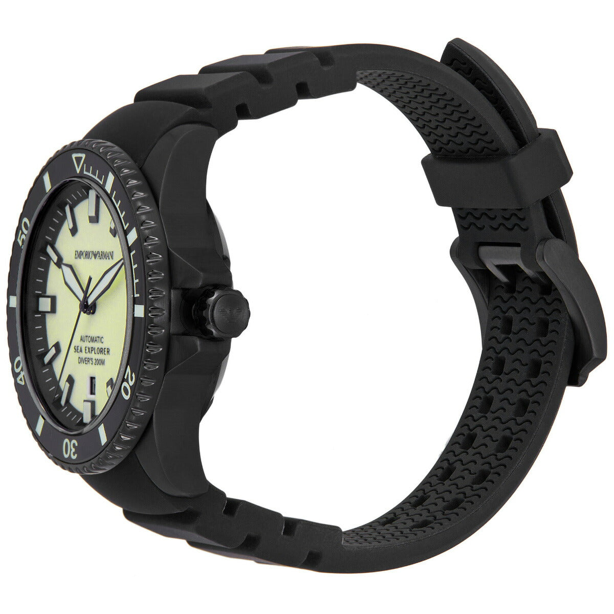 エンポリオアルマーニ EMPORIO ARMANI 腕時計 メンズ 自動巻き ダイバーズ オートマティック SEA EXPLORER ブラック ステンレススチールウォッチ AR60085【2025 新作】