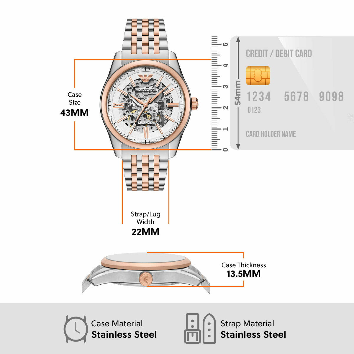 エンポリオアルマーニ EMPORIO ARMANI 腕時計 メンズ 自動巻きウォッチ ステンレススチール AR60092【2025 新作】
