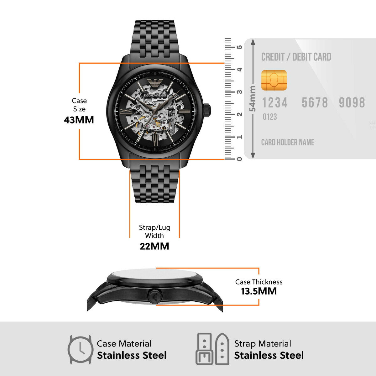 エンポリオアルマーニ EMPORIO ARMANI 腕時計 メンズ 自動巻きウォッチ ステンレススチール AR60093【2025 新作】