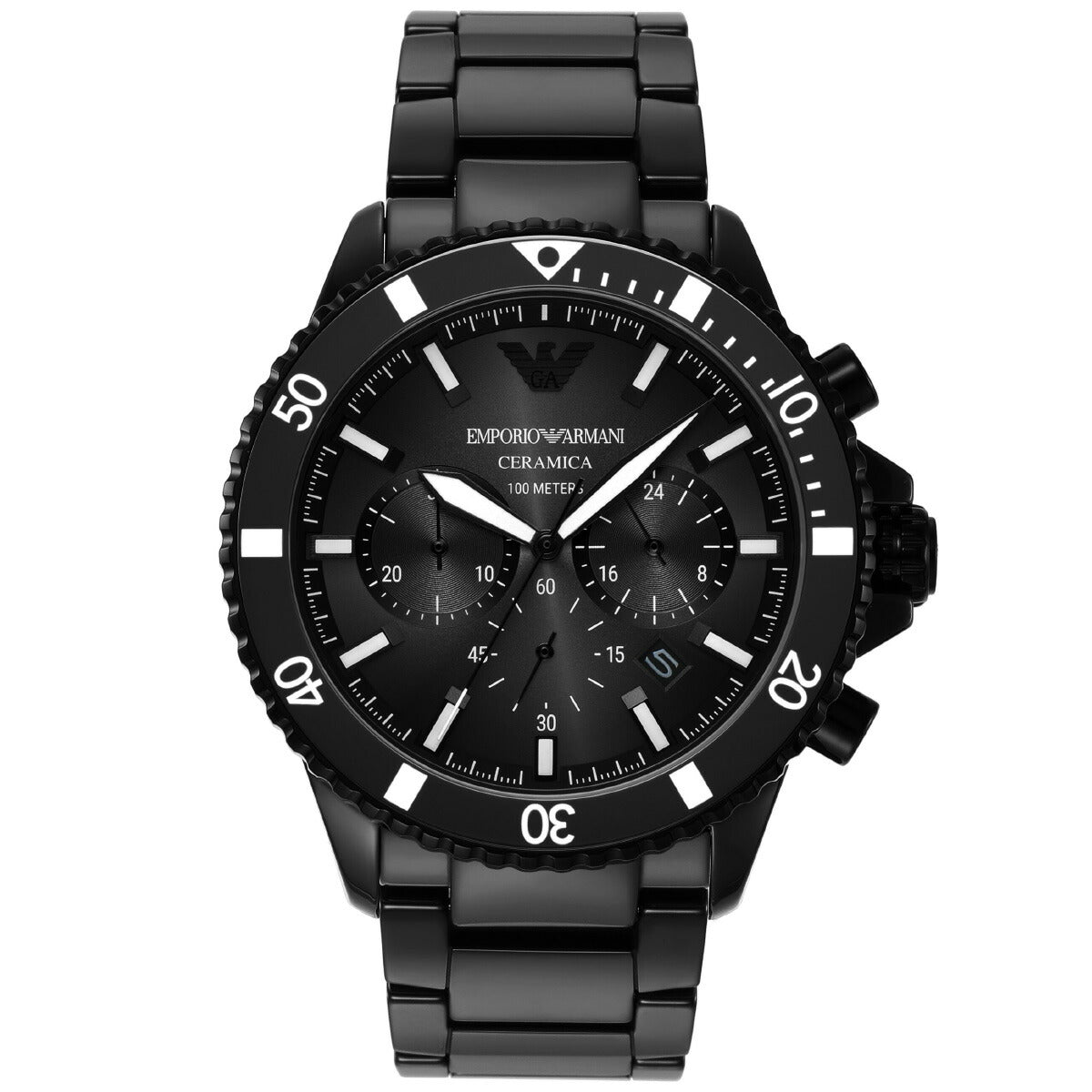 エンポリオアルマーニ EMPORIO ARMANI 腕時計 メンズ クロノグラフ ブラックセラミックウォッチ AR70010