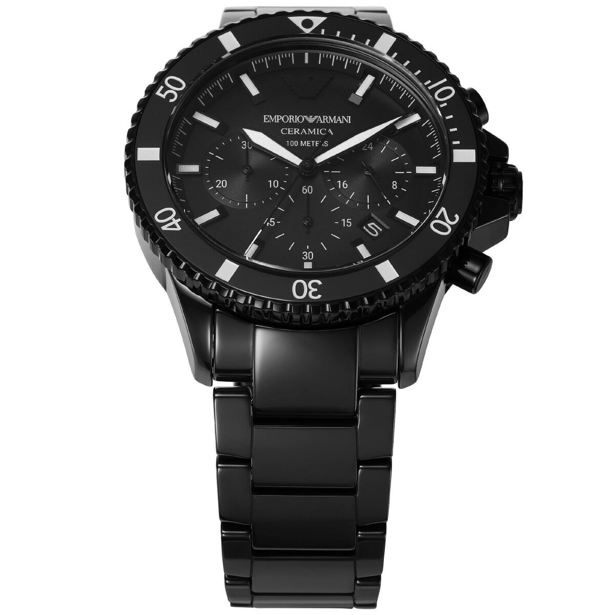 エンポリオアルマーニ EMPORIO ARMANI 腕時計 メンズ クロノグラフ ブラックセラミックウォッチ AR70010
