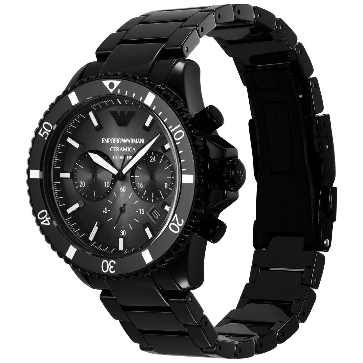 エンポリオアルマーニ EMPORIO ARMANI 腕時計 メンズ クロノグラフ ブラックセラミックウォッチ AR70010