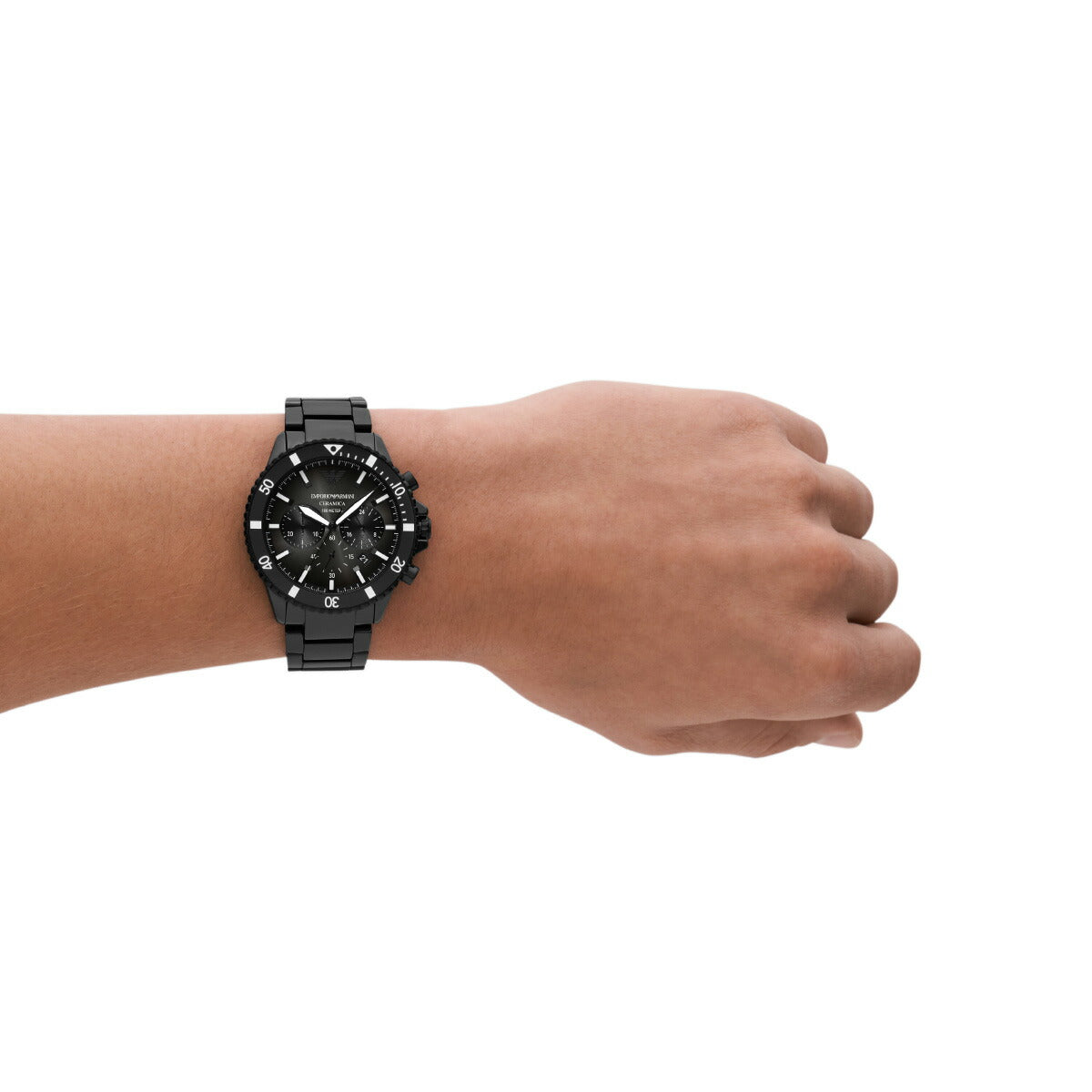 エンポリオアルマーニ EMPORIO ARMANI 腕時計 メンズ クロノグラフ ブラックセラミックウォッチ AR70010