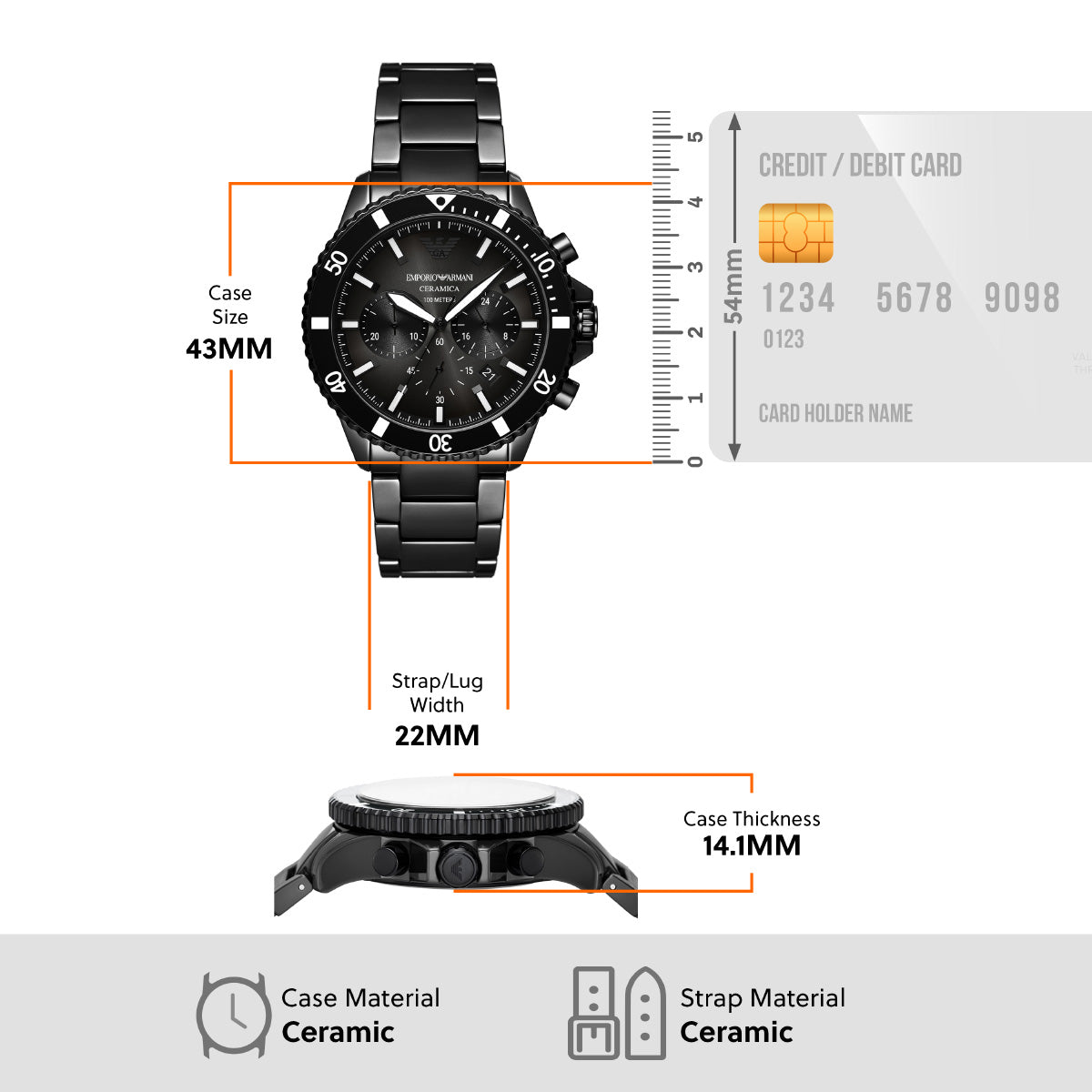 エンポリオアルマーニ EMPORIO ARMANI 腕時計 メンズ クロノグラフ ブラックセラミックウォッチ AR70010