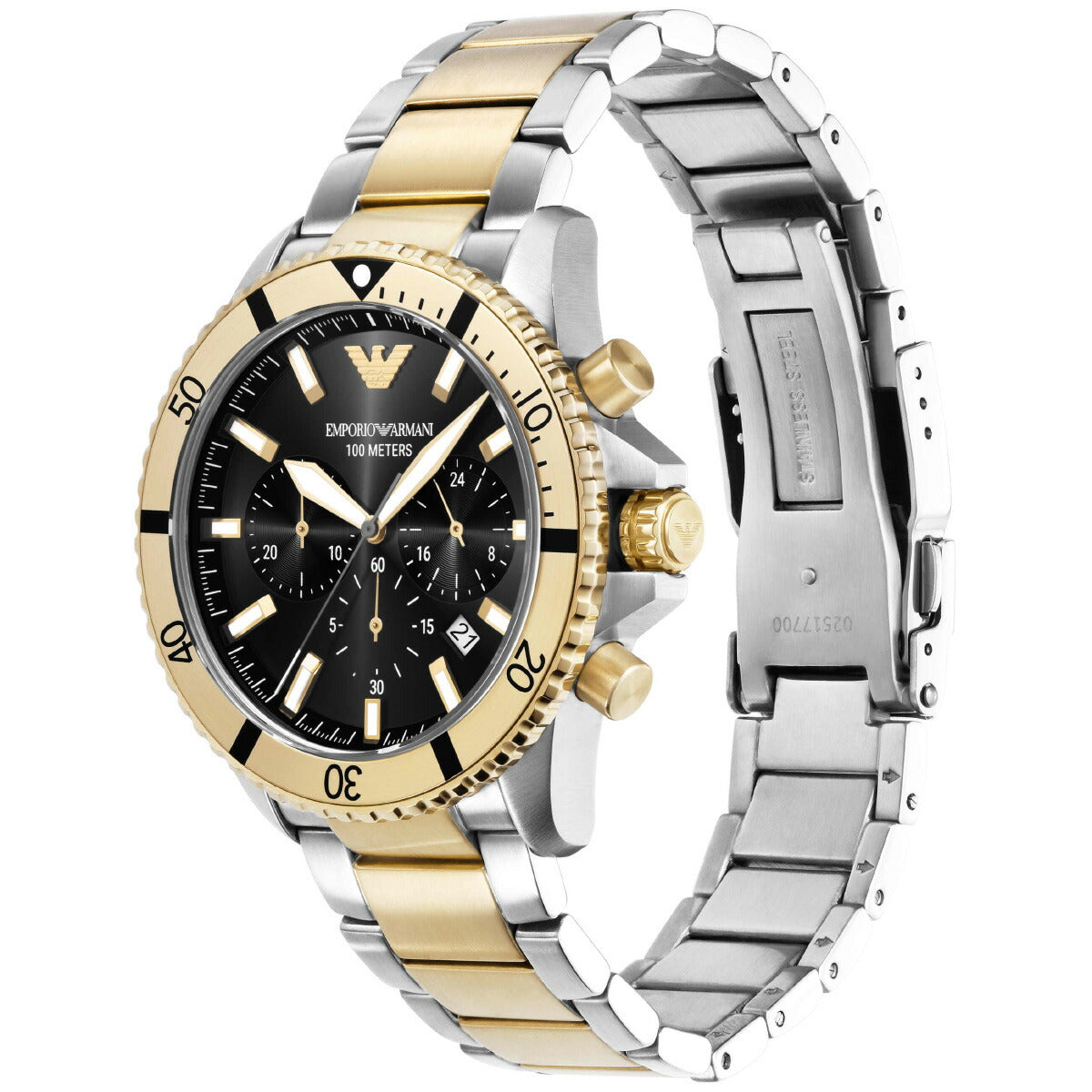 エンポリオアルマーニ EMPORIO ARMANI 腕時計 メンズ WORLD EXPLORER クロノグラフ ツートーン ステンレススチールウォッチ&ブレスレットセット AR80073SET